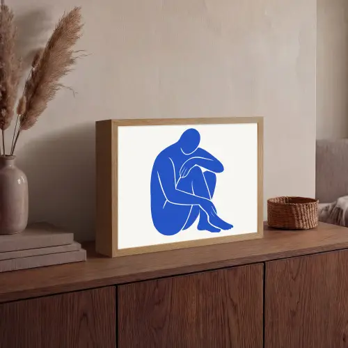Lichaam - Abstract - Blauw Light Box met batterij (Wandlamp) middel -sfeer2