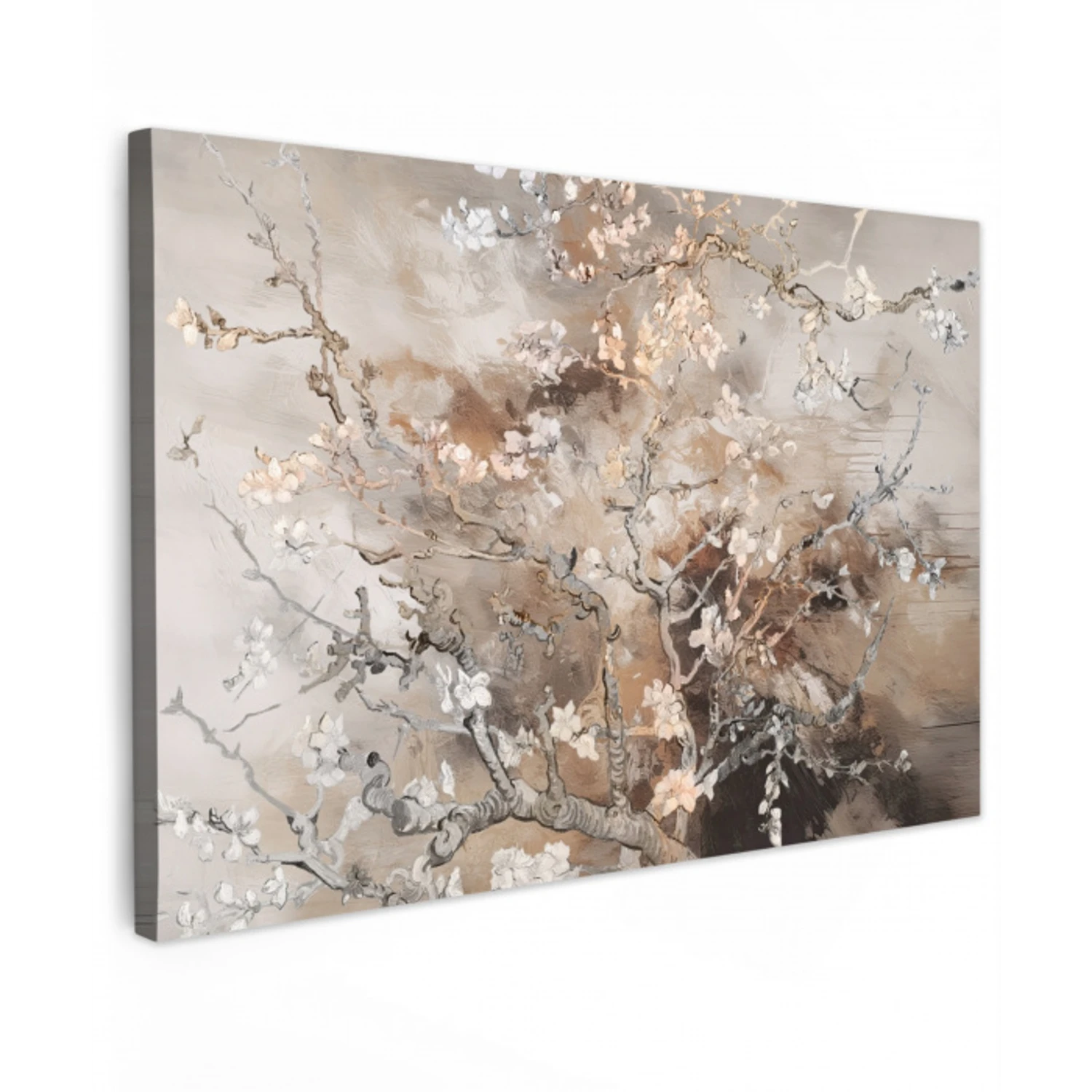 Amandelbloesem - Kunst - Van Gogh - Beige - Abstract canvas 2cm klein -z3d