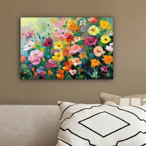 Bloemen explosie - Heldere kleuren - Vrolijk canvas 2cm klein -sfeer3