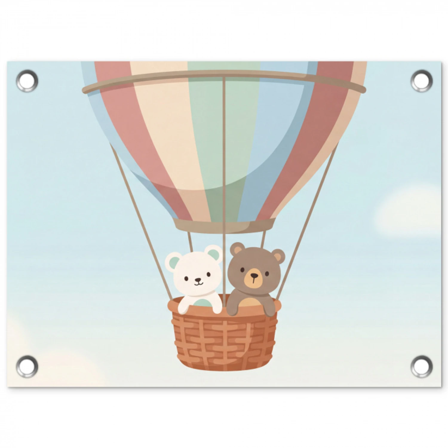 Luchtballon - Beren - Pastel tuinposter los doek klein -3d