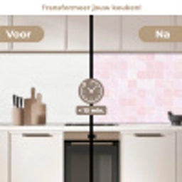 Marmer - Patroon - Mozaïek - Roze keuken achterwand 2 middel 871 -voor-na2_NL