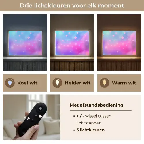 Sterren - Roze - Blauw Light Box met batterij (Wandlamp kind) middel -USP_lichtkleurNL