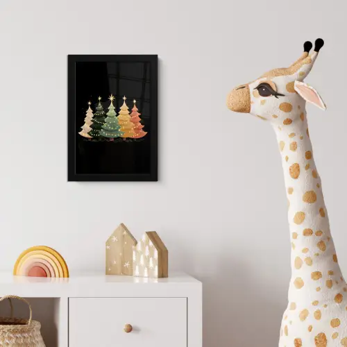 Kerstbomen - Kleurrijk - Lichtjes - Ster fotolijst zwart zonder passe partout klein -usfeer4_kinderkamer