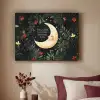 Maan - Quote - Bloemen - Sterren Textielframe zwart klein -sfeer1