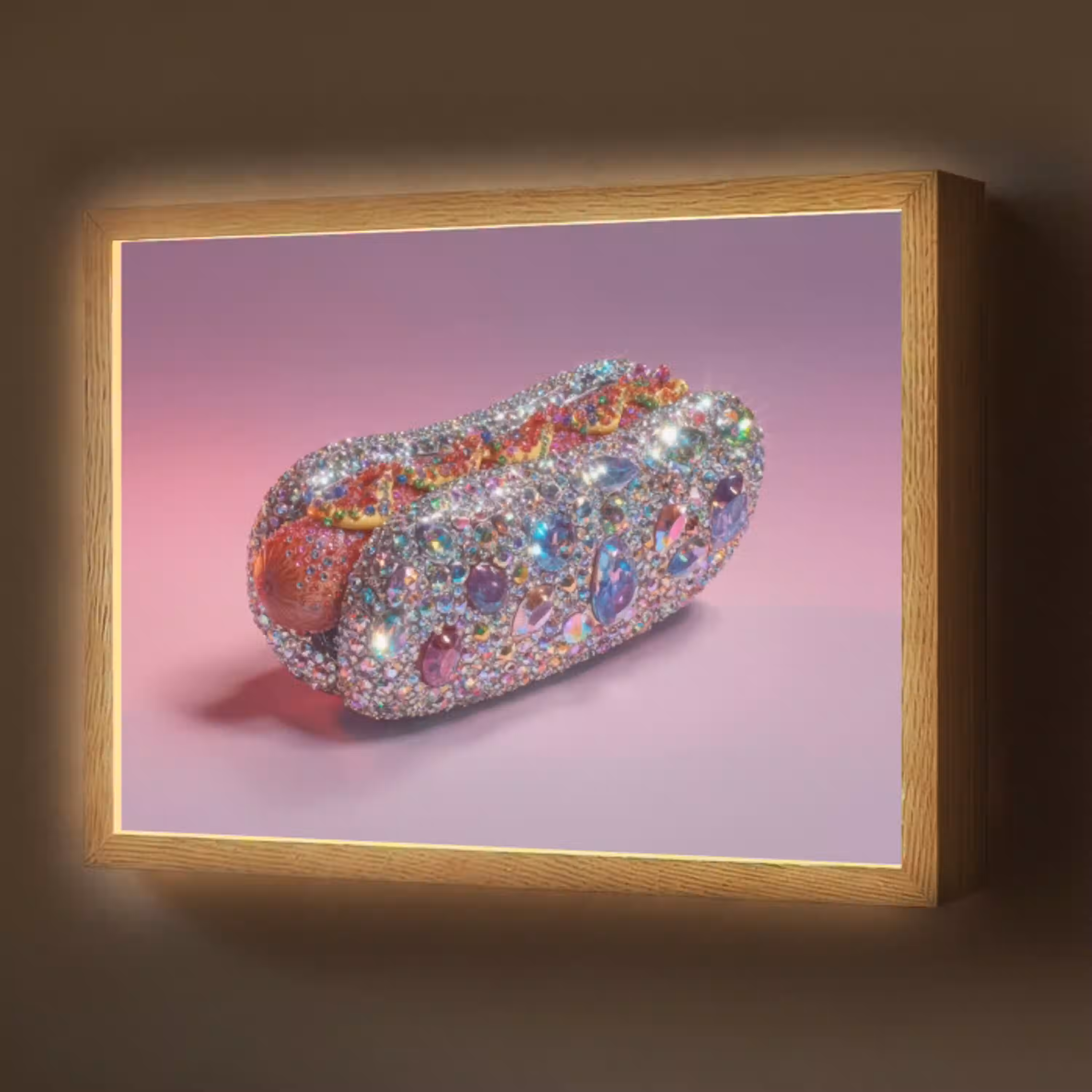 Hotdog - Steentjes - Glitters - Paars Light Box met batterij (Wandlamp) middel -z3d_website