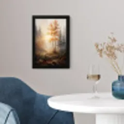 Bospad - Herfstbladeren - Natuur - Schilderachtig - Oranje fotolijst zwart zonder passe partout klein -sfeer4