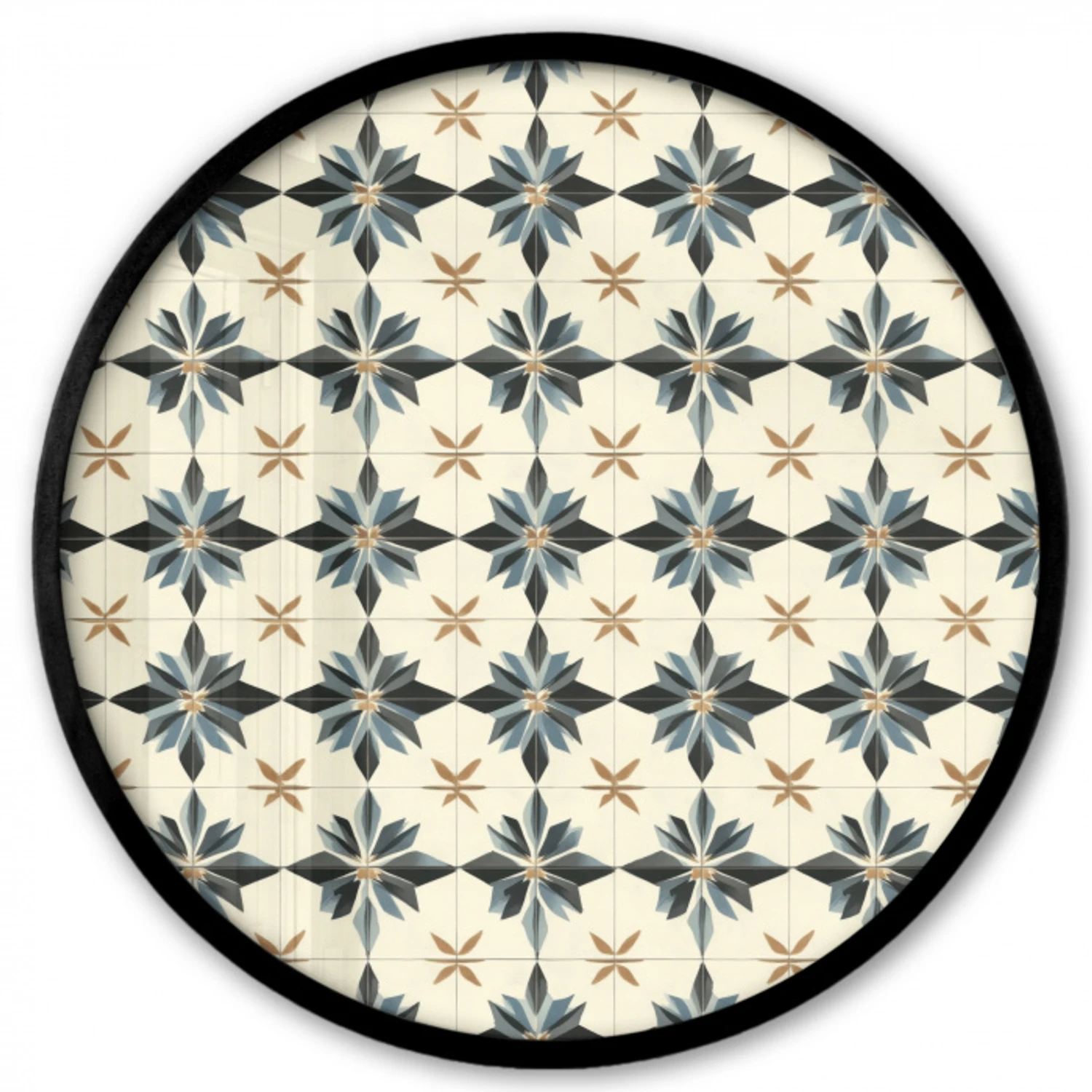 Sierlijk - Ornament - Blauw Fotolijst rond zonder passe partout klein 856 -3d