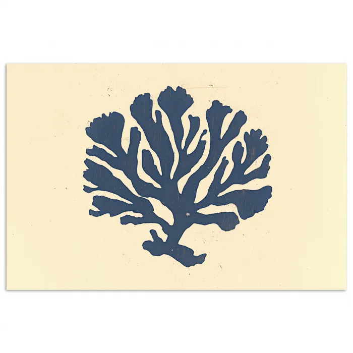 Blauw koraal - Vertakkingen - Beige poster papier klein -3d