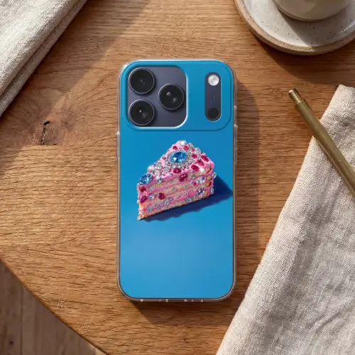 Taart - Edelstenen - Glitters - Roze Telefoonhoesje iPhone 17 Pro klein -sfeer1