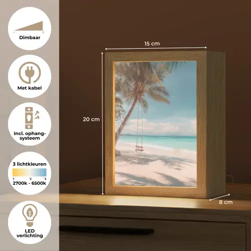 Palmboom - Schommel - Strand - Lucht Light Box met kabel (Tafellamp) klein -USP_NL