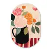 Vaas - Bloemen - Vlinder - Rood Wandcirkel Ovaal Glas middel -3d