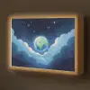Planeet - Wolken - Sterren - Blauw Light Box met batterij (Wandlamp kind) middel -z3d_website