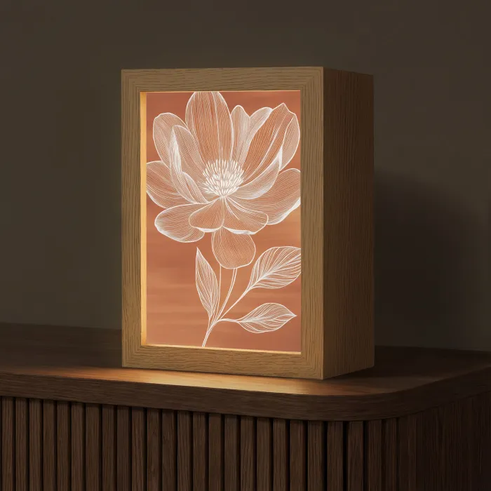 Bloem - Minimalistisch - Wit Light Box met kabel (Tafellamp) klein -z3d_website
