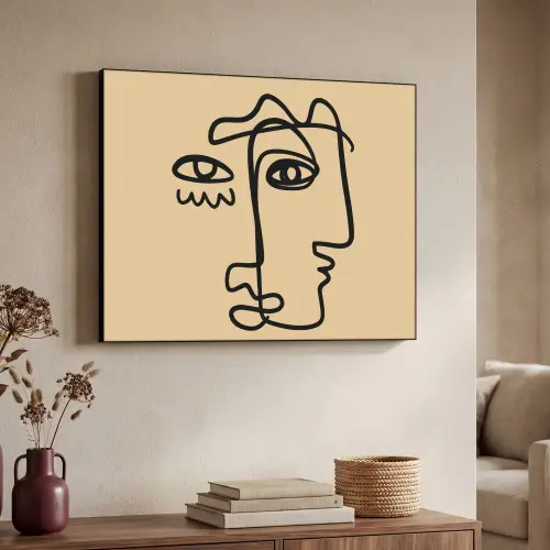 Overlappende profielen - Lichtbruin - Zwart Textielframe zwart klein -sfeer3