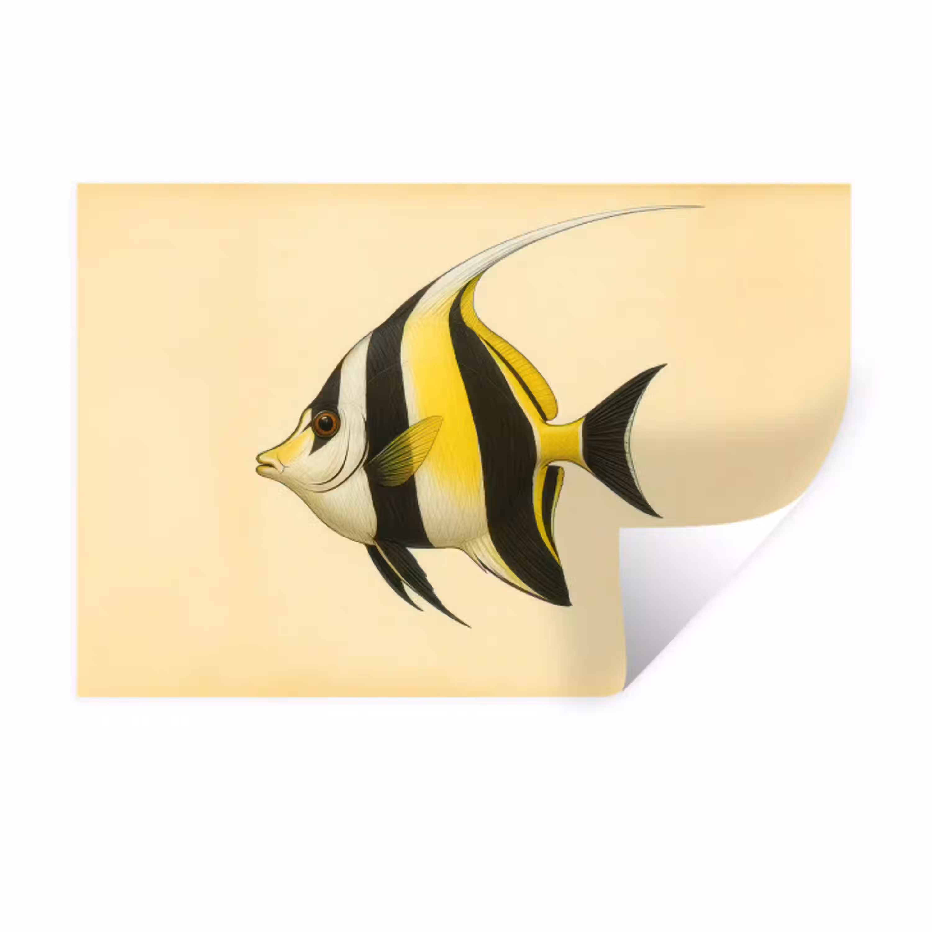 Vis - Sierlijk - Rugvin - Geel Muursticker klein -3d