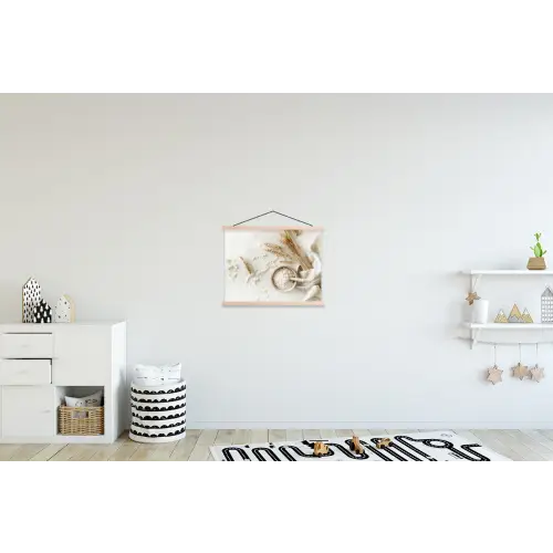 Bloem - Hout - Tarwe textielposter latten blank klein -kinderkamer