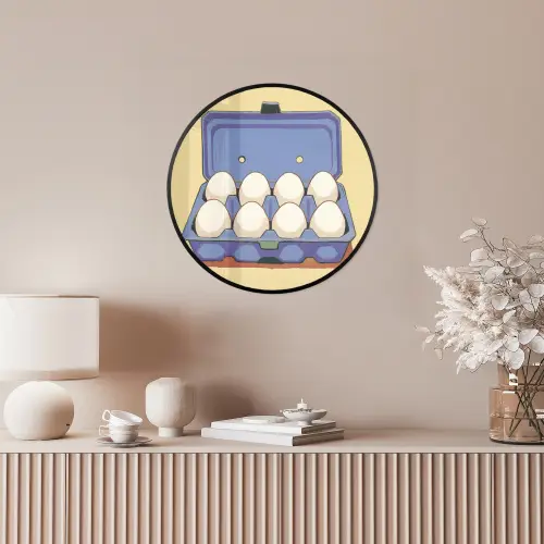 Eieren - Doos - Minimalistisch - Blauw Fotolijst rond zonder passe partout klein -sfeer3
