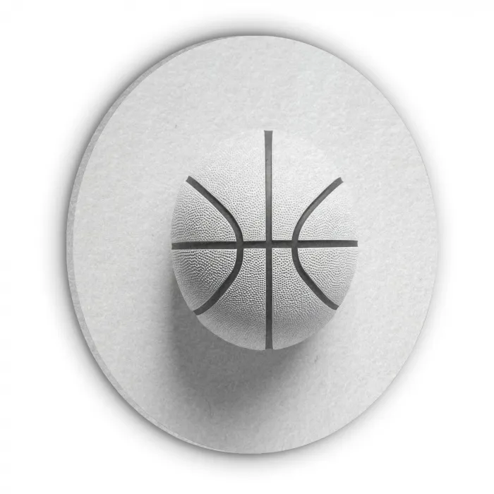 Basketbal - Wit - Schaduw - Lijnen Akoestische PET Vilt - Rond klein -3d