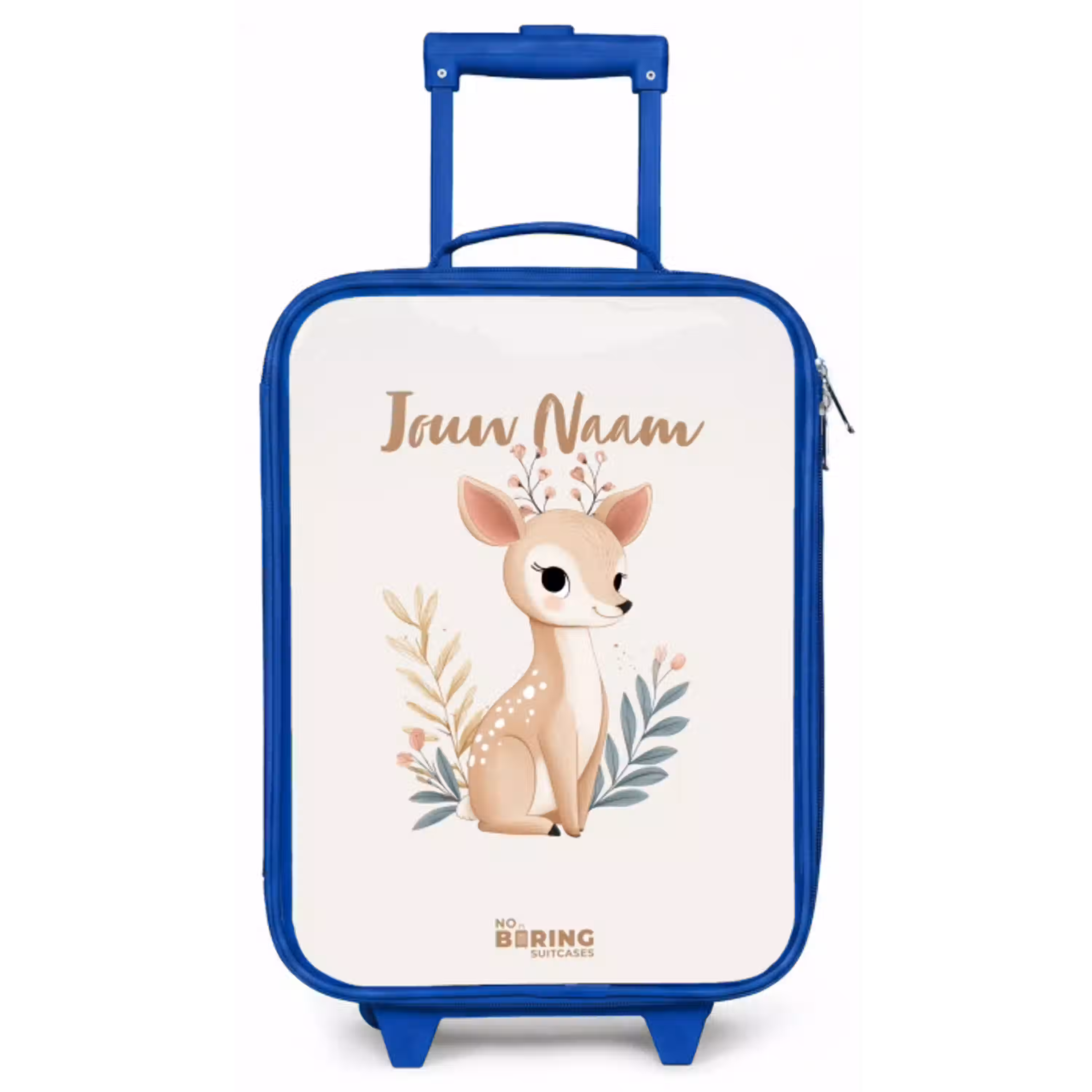 Hertje omringd door planten in beige tinten Kinderkoffer - Blauw klein -zz3dotto