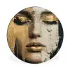 Abstract - Goud - Gezicht - Lippen Wandcirkel aluminium klein -3d