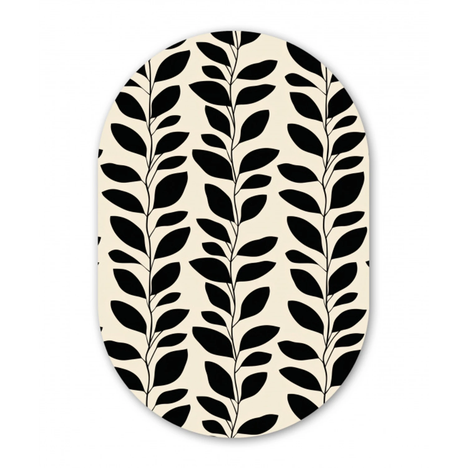 Botanisch - Dessin - Zwart - Beige Wandcirkel Ovaal Aluminium middel 839 -3d