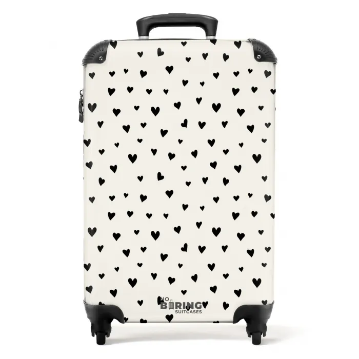 Valentijn hartjes verspreid patroon zwart NBS - Handbagage koffer - Kinderen Unisex middel -productfoto_recht