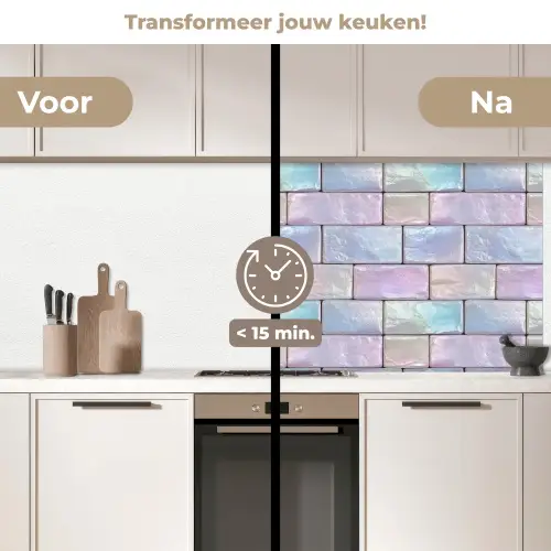 Pastelglans - Steen - Reflectie keuken achterwand 2 middel 871 -voor-na2_NL
