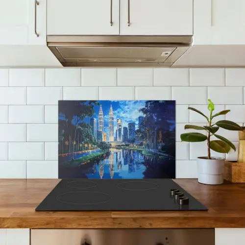 Stad Kuala Lumpur - Skyline - Wolkenkrabbers - Water keuken achterwand spatscherm klein -sfeer2