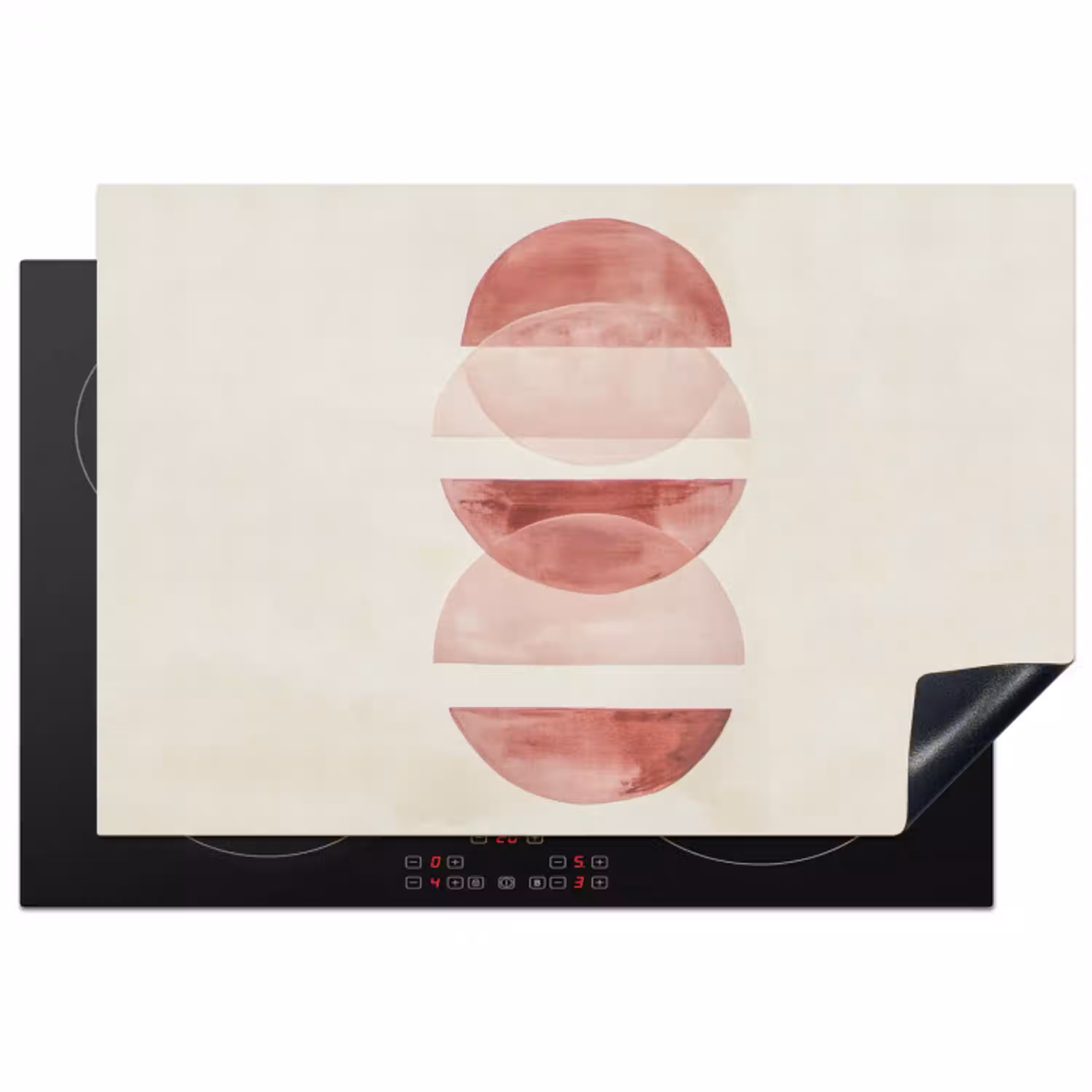 Minimalistisch - Cirkels - Roze Inductie beschermer vinyl 3mm klein -3d