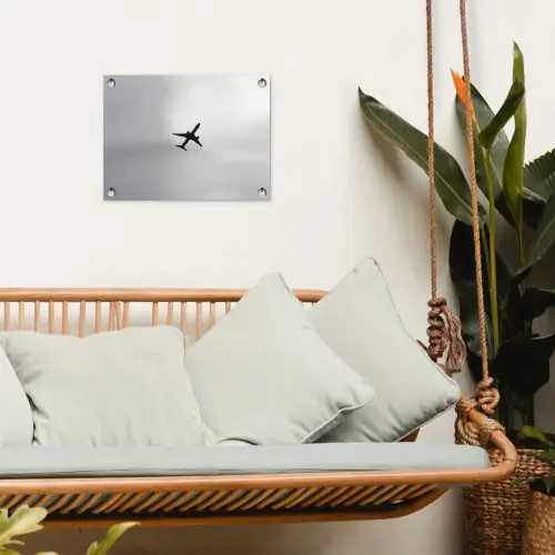 Minimalistisch - Silhouet - Zwart - Vliegtuig tuinposter los doek klein -sfeer7