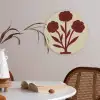 Bloemen - Bladeren - Rood - Minimalistisch Akoestische PET Vilt - Rond klein -sfeer3