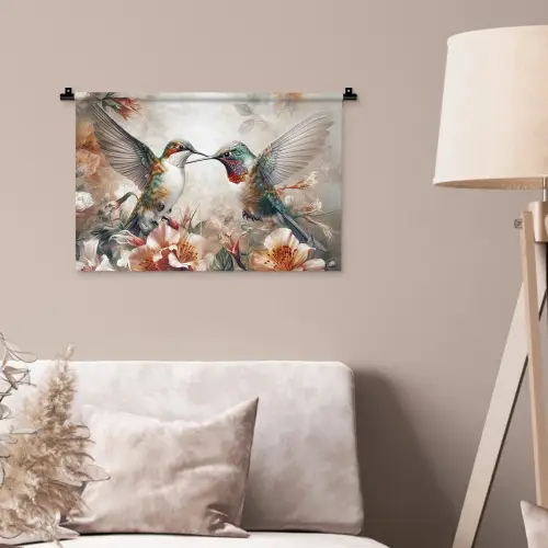 Kolibrie - Vogels - Bloemen - Natuur Wandkleed katoen klein -sfeer4