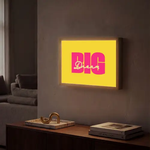 Dream big - Geel - Roze Light Box met batterij (Wandlamp) middel -sfeer1
