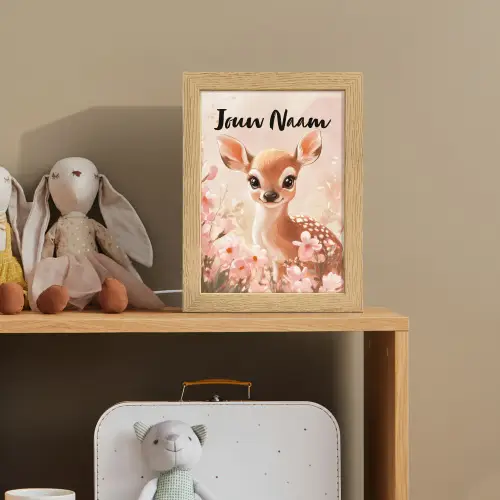 Hertje - Illustratie - Bloemen - Roze Light Box met kabel (Kinderlampje) klein -sfeer2_kind