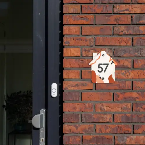 Abstract oranje - Traditioneel Naambord Huisje klein -sfeer2