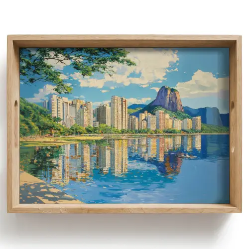 Berg - Skyline - Strand - Water Dienblad Rechthoek middel -z3d_shopping