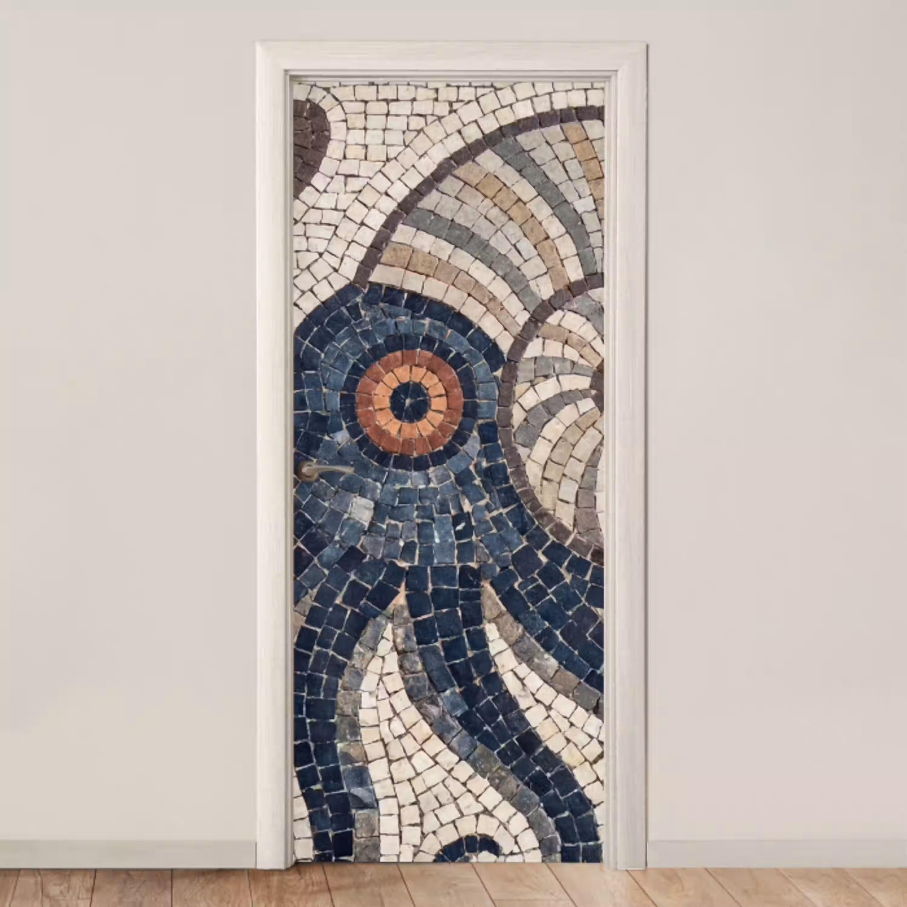 Zeeleven - Mozaïek - Kunst - Vintage - Beige deurposter klein -3d_beige