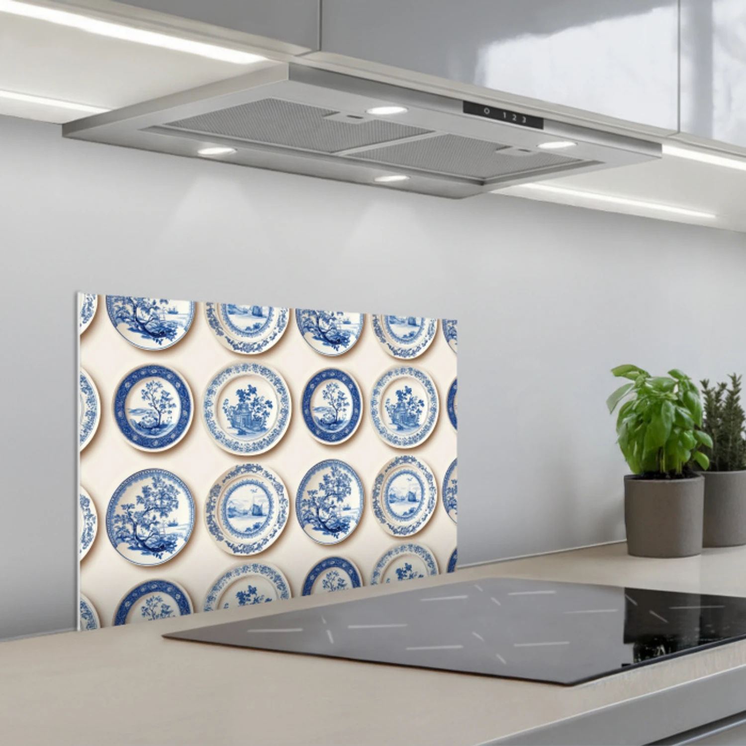 Kitchen splashback for hob - Signs - Trees - Plants - Blue ...