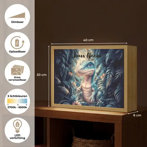 Dino - Jungle - Blauw Light Box met batterij (Wandlamp kind) middel -USP_websiteoverzichtNL
