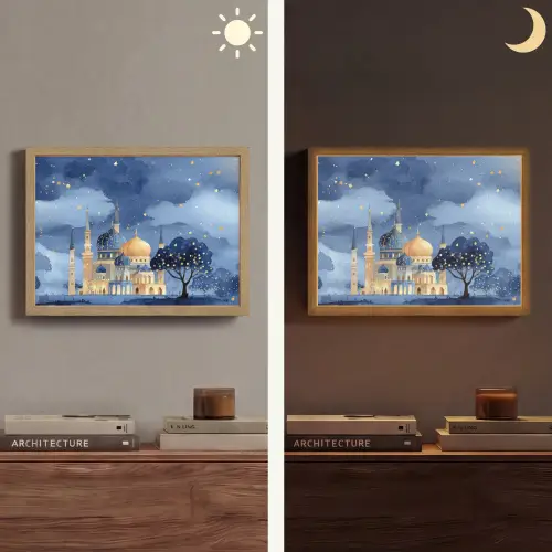 Sterrenhemel - Goud - Moskee Light Box met batterij (Wandlamp) middel -sfeer3