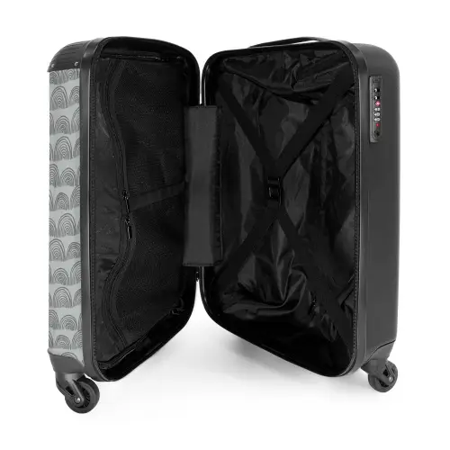 Donkergrijze halve cirkels NBS - Handbagage koffer - Volwassenen Unisex middel -binnenkant