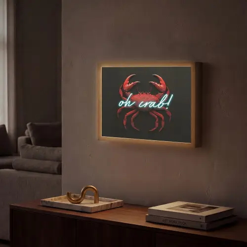 Krab - Rood - Neon - Quote Light Box met batterij (Wandlamp) middel -sfeer1