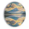 Berg - Rivier - Zonsondergang Akoestische PET Vilt - Rond klein -3d