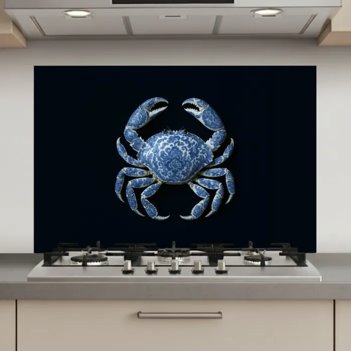 Krab - Delfts blauw - Dieren keuken achterwand spatscherm klein -3d_website