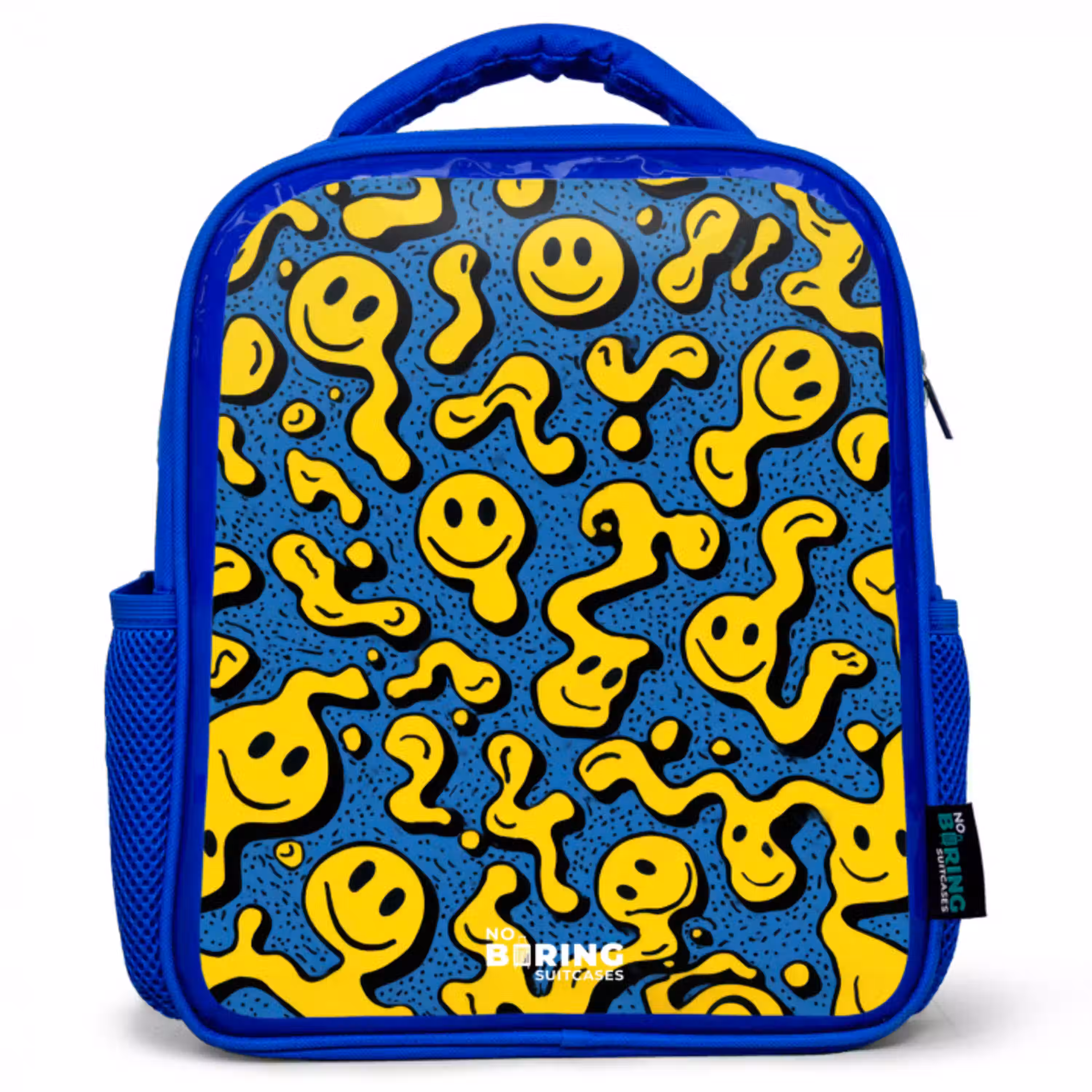 Smiley - Blauw - Geel Kinderrugzak - Blauw middel -3d