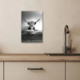 Schotse Hooglander - Spaghetti - Dieren - Zwart wit KitchenYeah - Keuken - Canvas klein -sfeer2