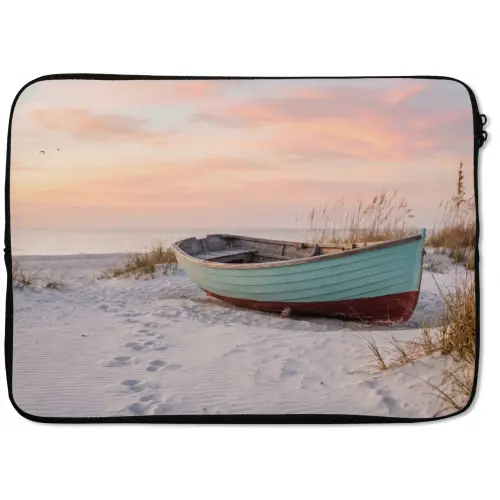 Rustiek - Roeiboot - Zandstrand laptophoes neopreen klein -zkaufland3dotto