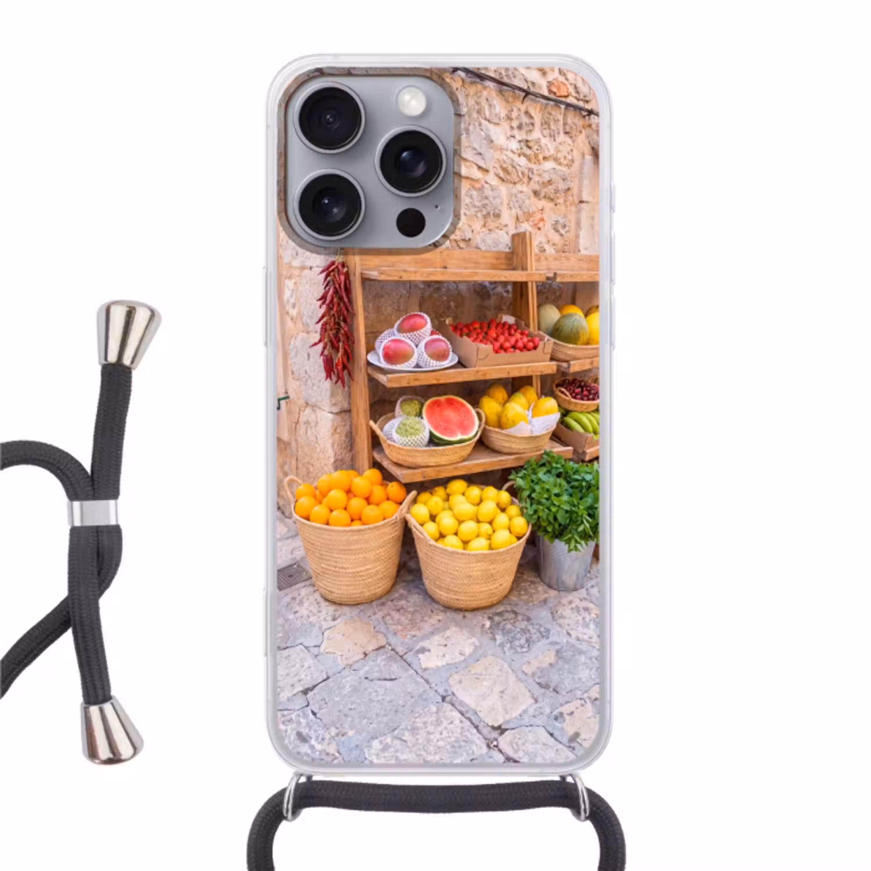 Fruit - Markt - Vers Hoesje iPhone 16 Pro Max met koord klein -3d