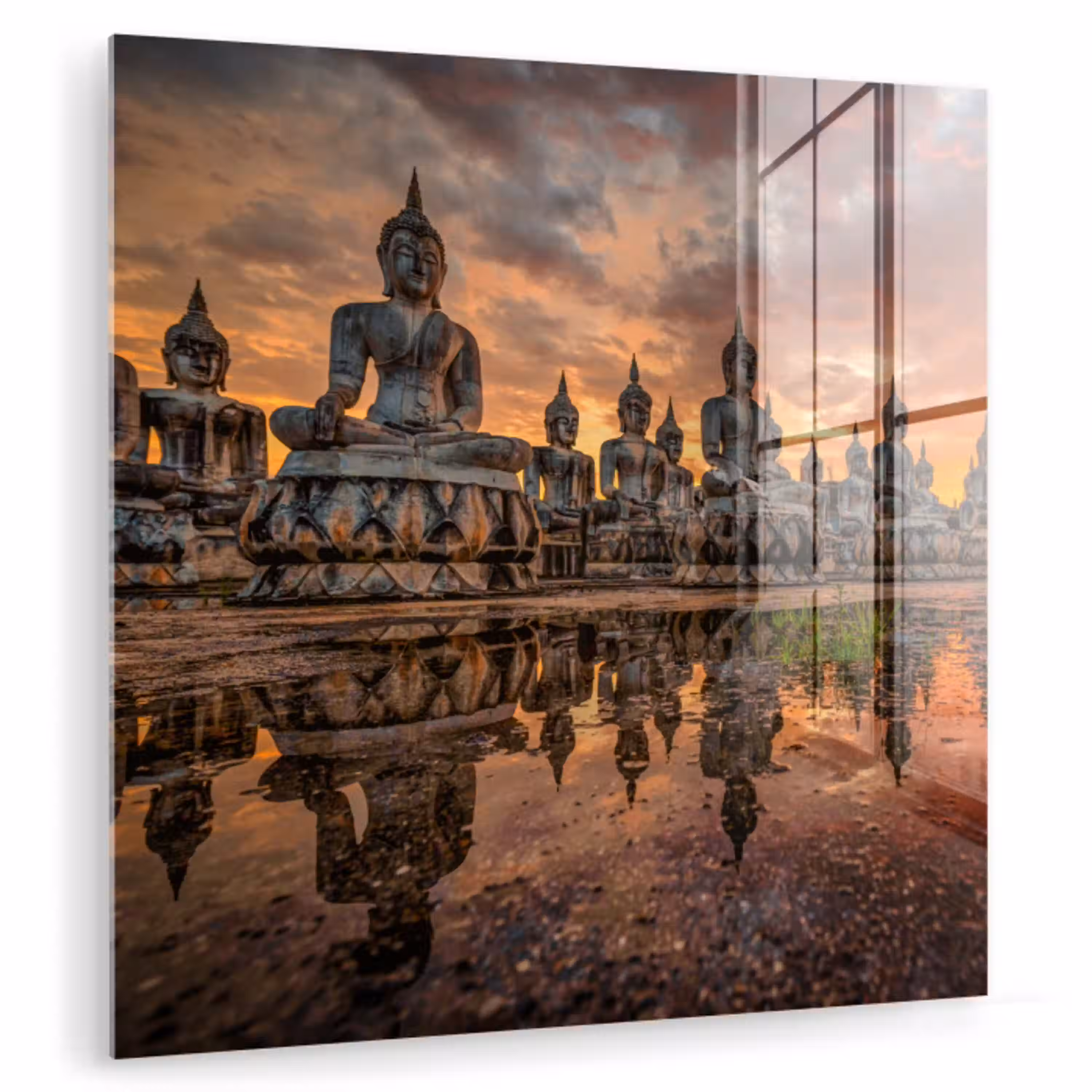 Boeddha beelden - Zonsondergang - Water - Boeddhisme plexiglas 5mm klein -zzzproduct_nieuw