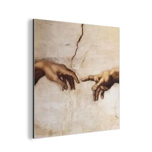 Adam - Michelangelo - Schilderij - Creation of Adam aluminium wit klein -3d